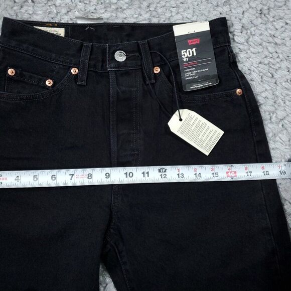 Levi's Premium 501 '81 Mom Jeans Black Distressed Size 25x31 High Rise Tapered - Picture 11 of 12